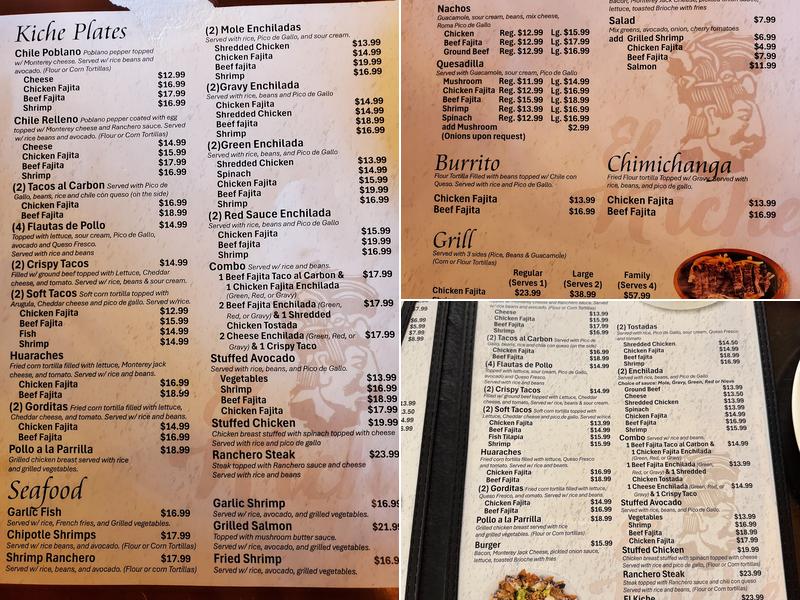 El Kiche Mexican Grill Menu