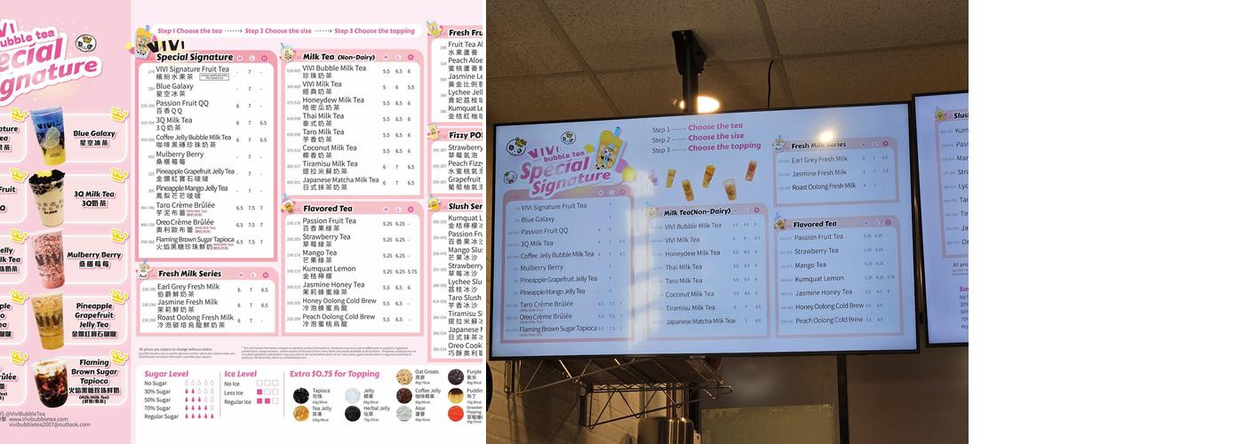 Vivi Bubble Tea Menu