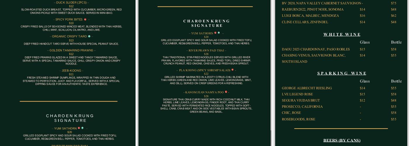 Charoen Krung by Sathorn Menu