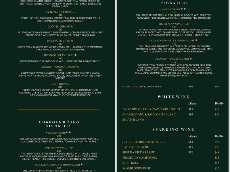 Charoen Krung by Sathorn Menu