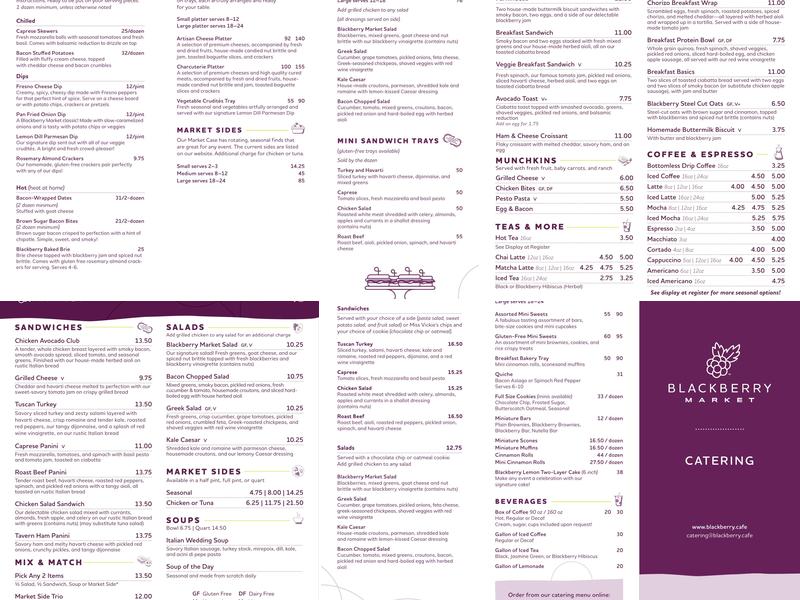 Blackberry Market Menu