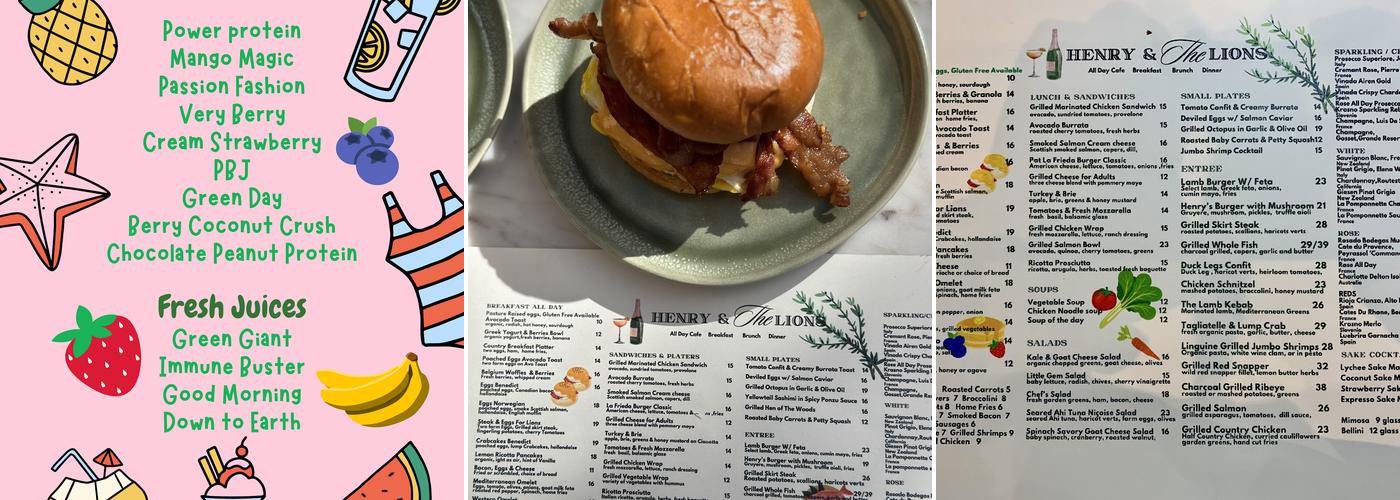 Henry & The Lions Menu