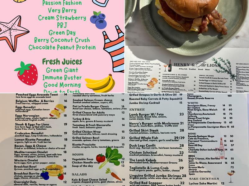 Henry & The Lions Menu