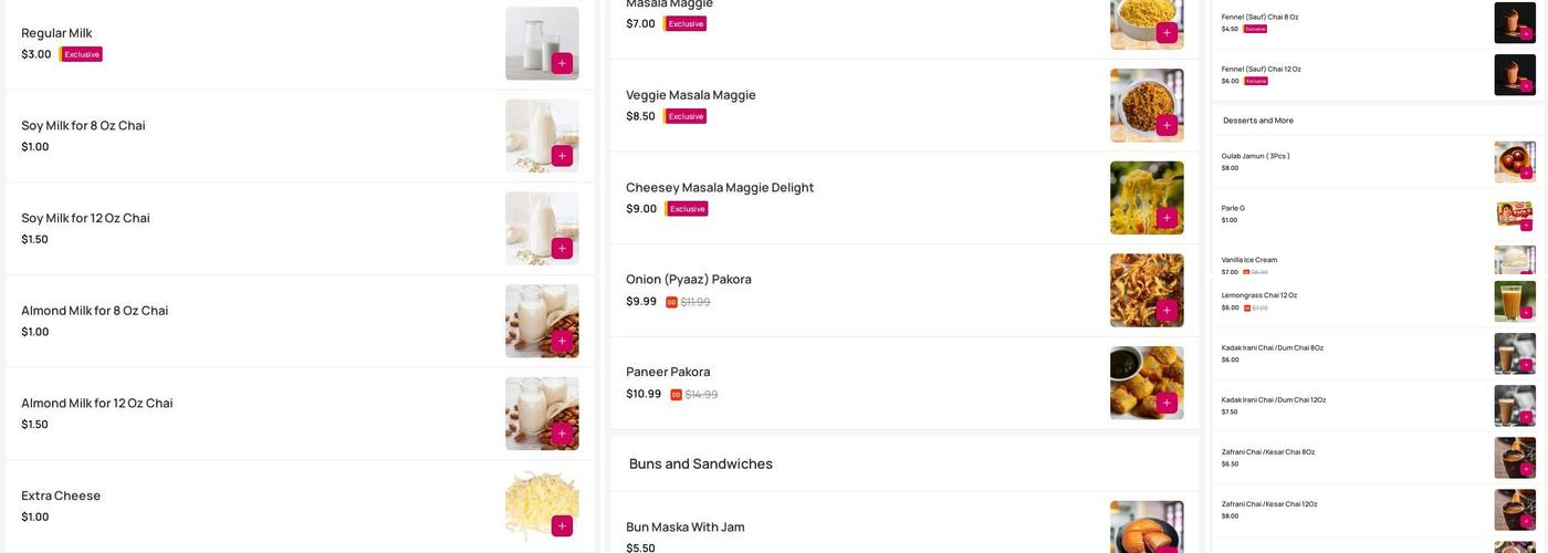 Chai Shai Menu