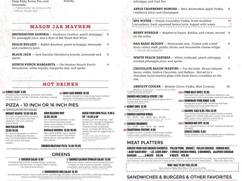 David Alan Alan's Smokehouse & Saloon MKE Menu