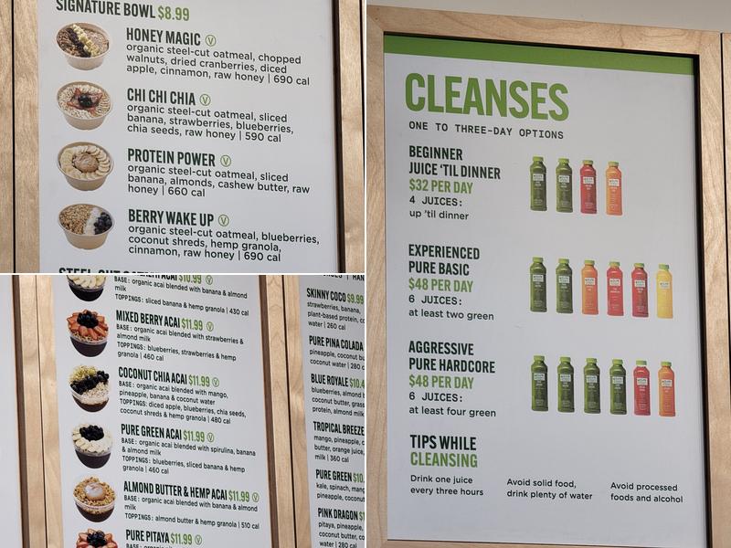 Pure Green - Juice Bar Portland Menu