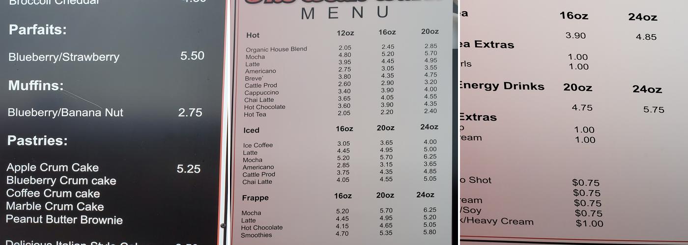 The Bean Barn Menu