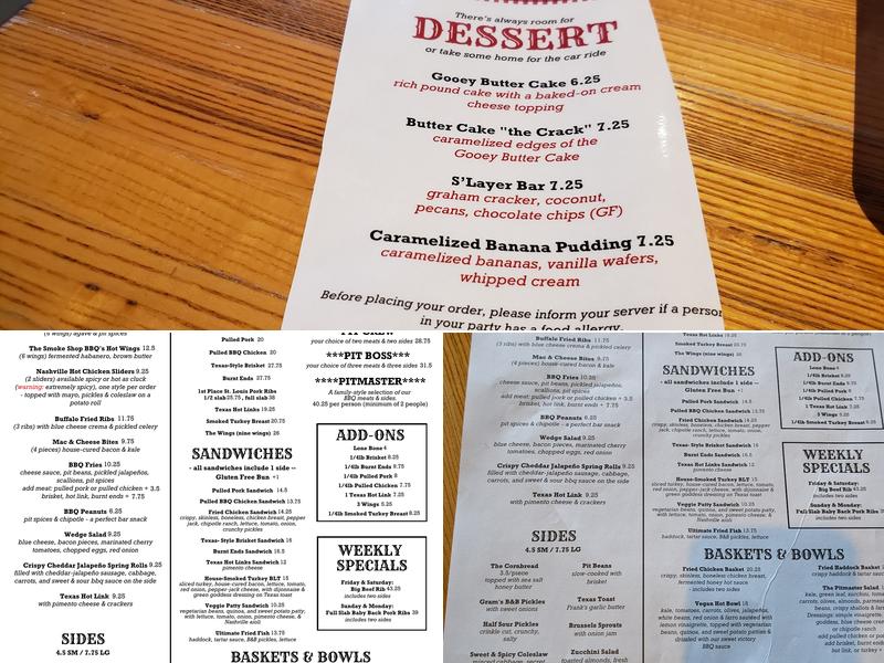 The Smoke Shop BBQ - Woburn Menu