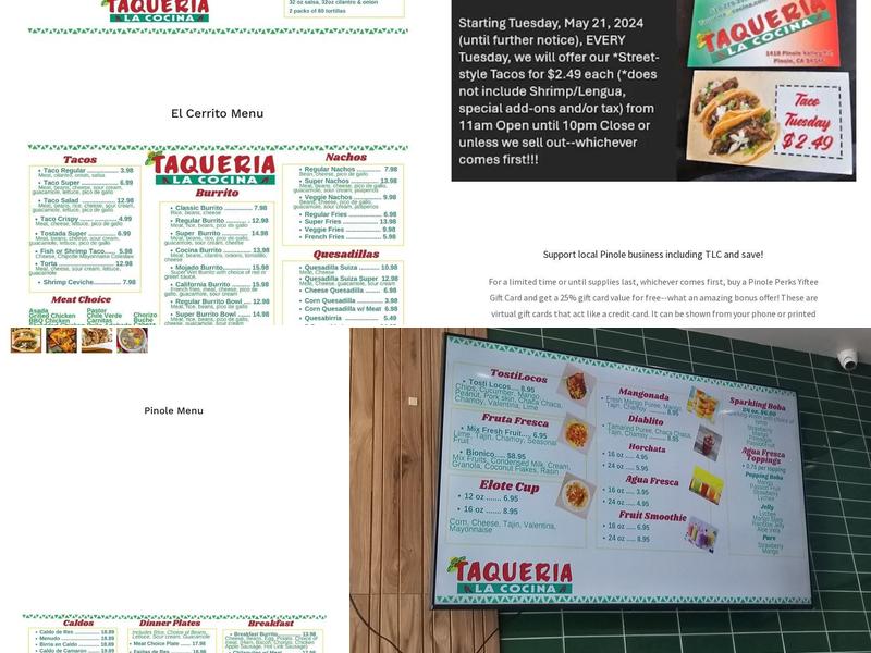 Taqueria La Cocina Menu