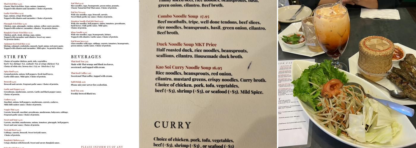 Bangkok Cafe Menu