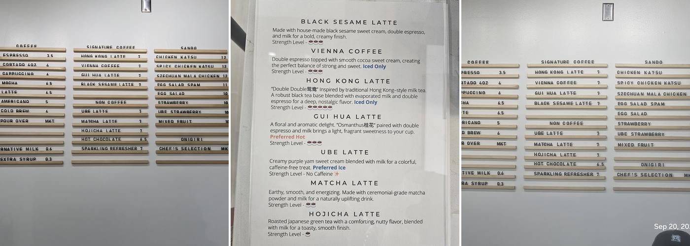 Onto Coffee Menu