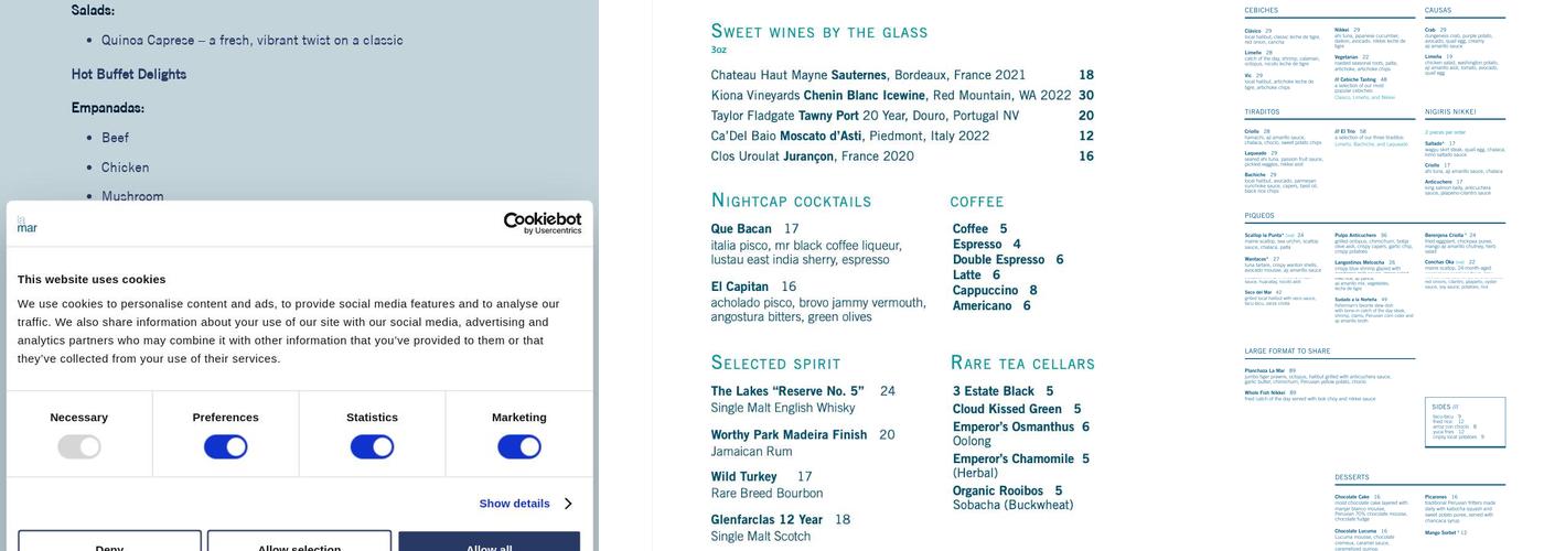 La Mar Cocina Peruana Bellevue Menu