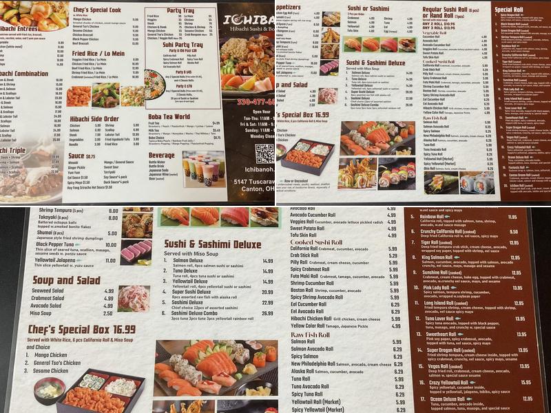 Ichiban Hibachi sushi & Boba Menu