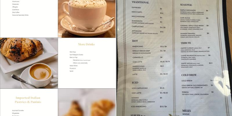 Vendetta Coffee Bar Menu