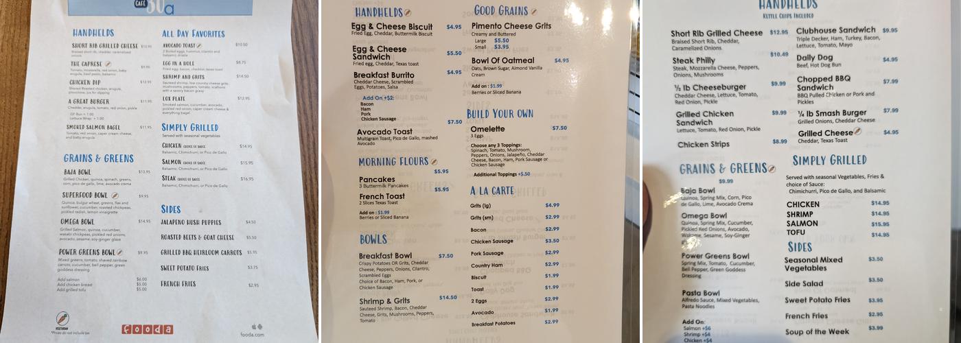 Café 30a Menu