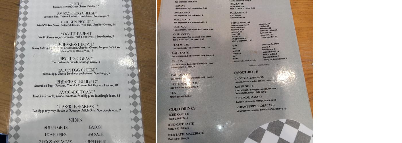 1624 Bistro Menu