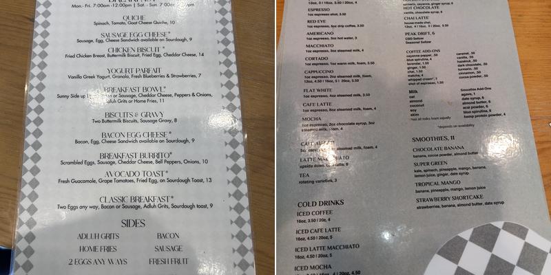 1624 Bistro Menu