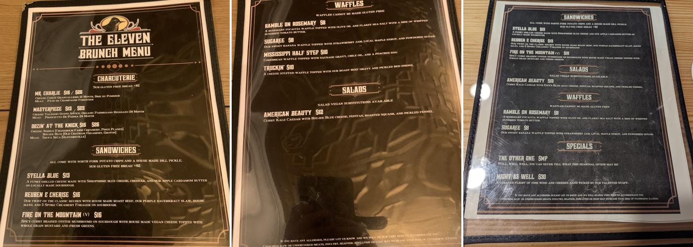The Eleven Menu