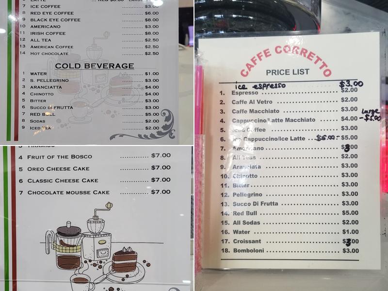 CAFFE CORRETTO Menu