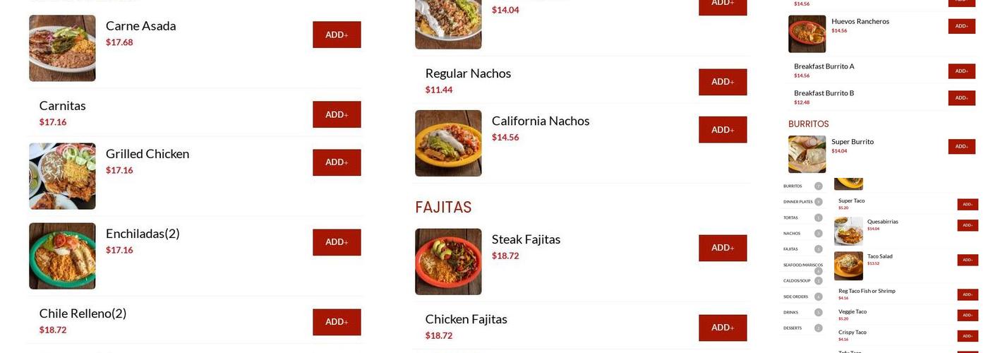 Taqueria Chapala Menu