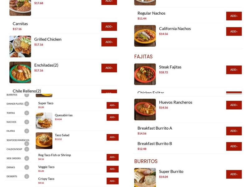 Taqueria Chapala Menu