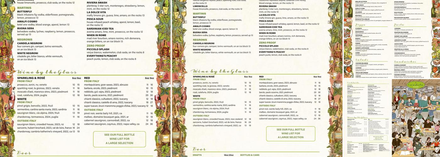 Candela Cucina Menu