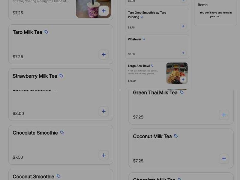 JayDay Cafe&Boba Kennewick Menu