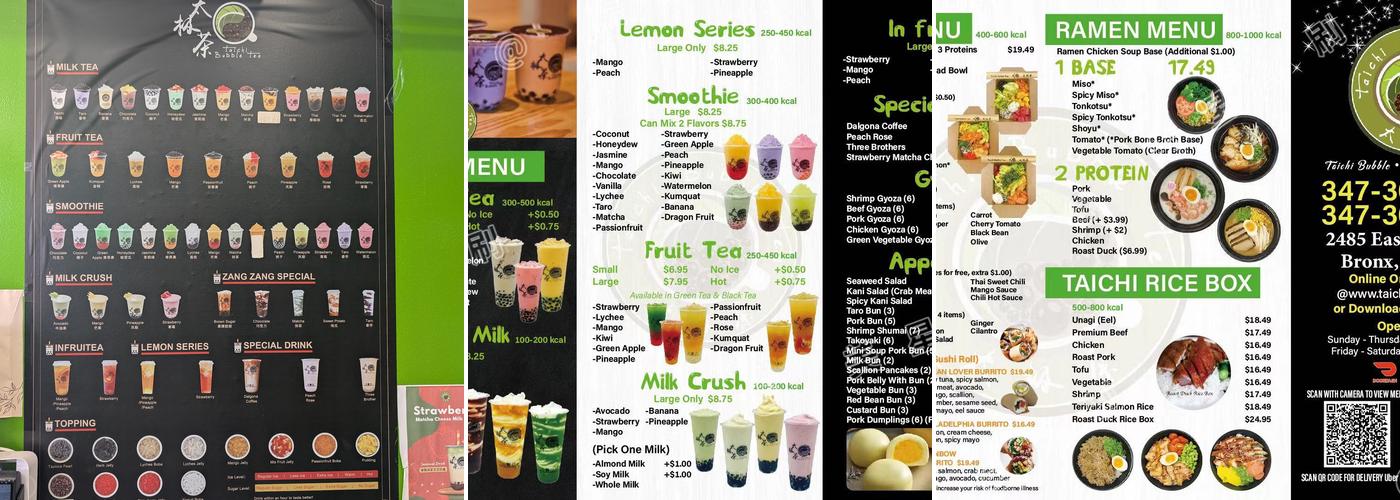 Taichi Bubble Tea, Ramen & Poke Menu
