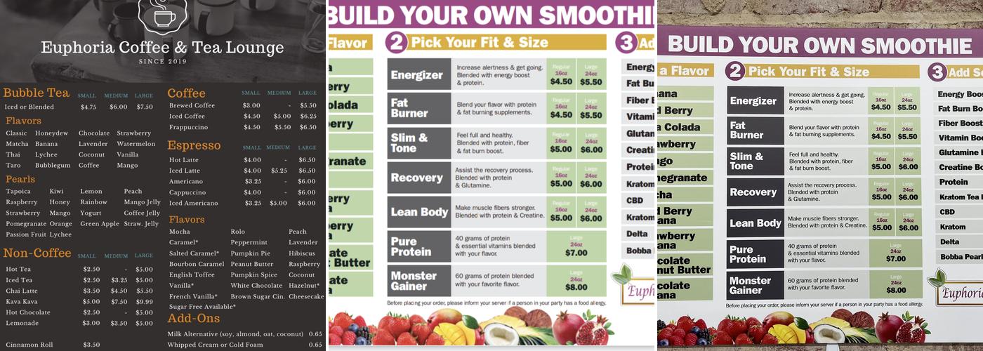 Euphoria Coffee & Tea Lounge Menu