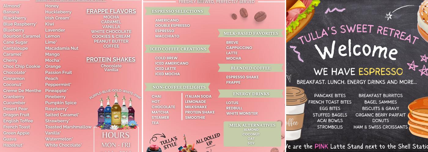 Tulla's Sweet Retreat Menu