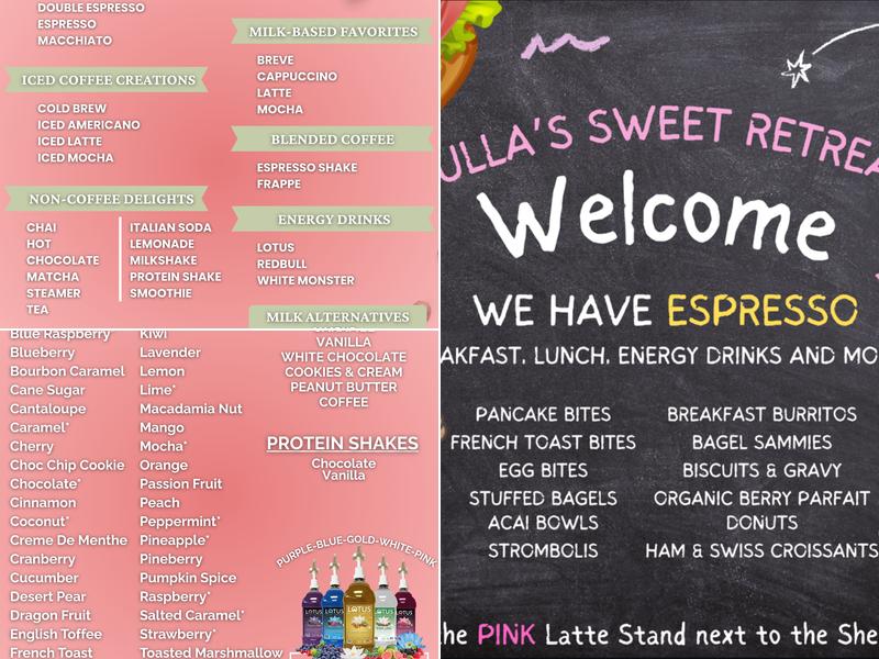 Tulla's Sweet Retreat Menu