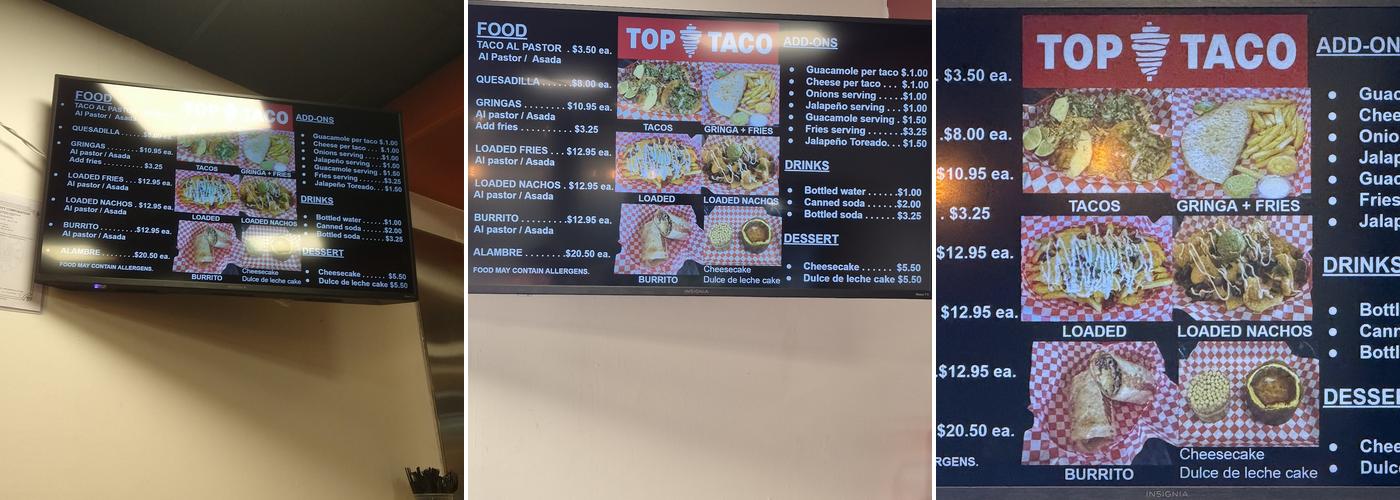 @Top Taco Restaurant Menu