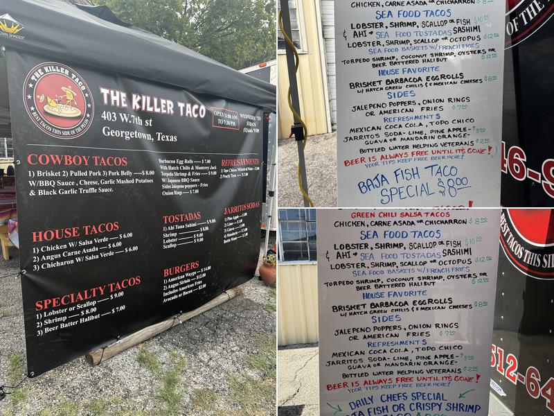 The Killer Taco Menu