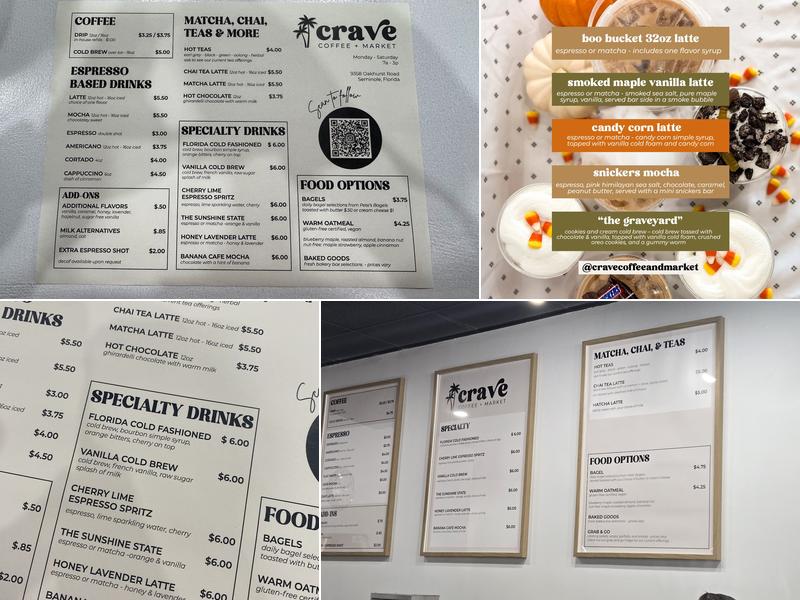 Crave Coffee + Market Menu