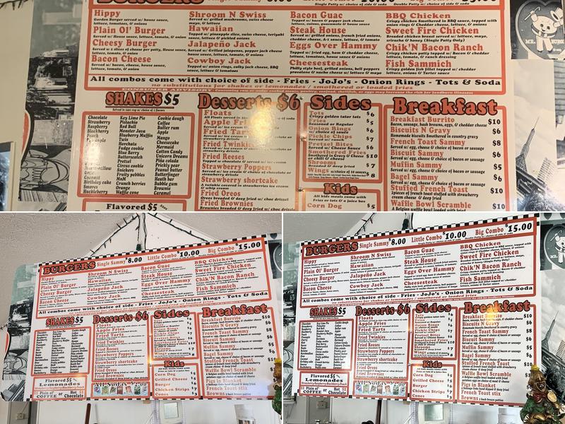 Sammy's Burgers and Shakes Menu