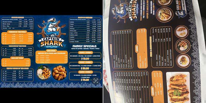 Captain shark fish and chicken Menu