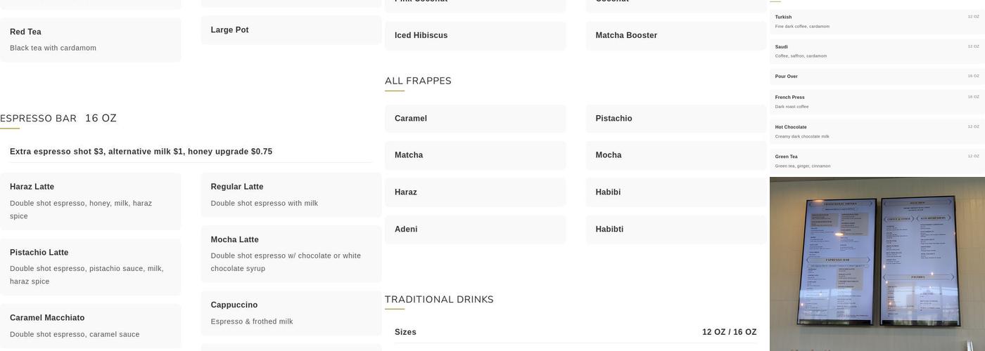 Haraz Coffee House Menu