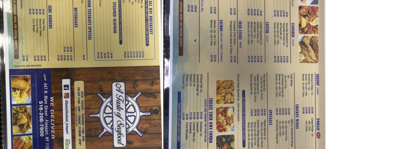 A Taste of Seafood Menu