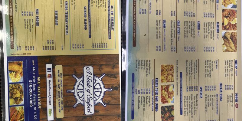 A Taste of Seafood Menu