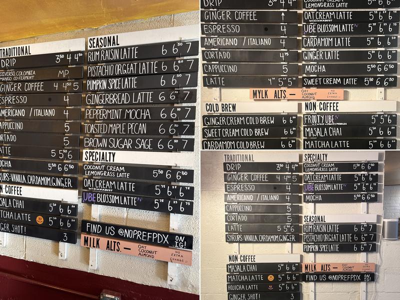 No Preference Coffee Menu