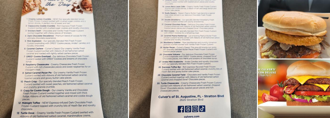 Culver’s Menu