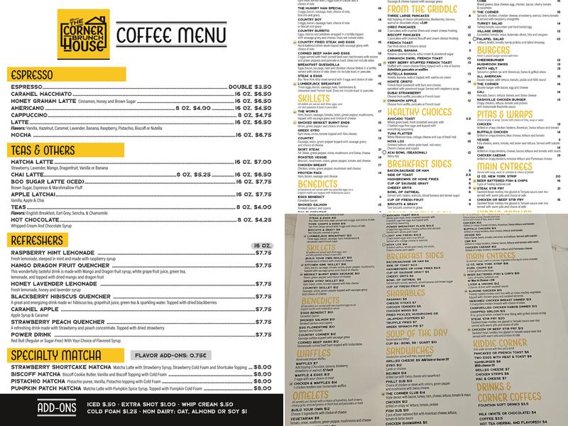 The Corner Brunch House Menu