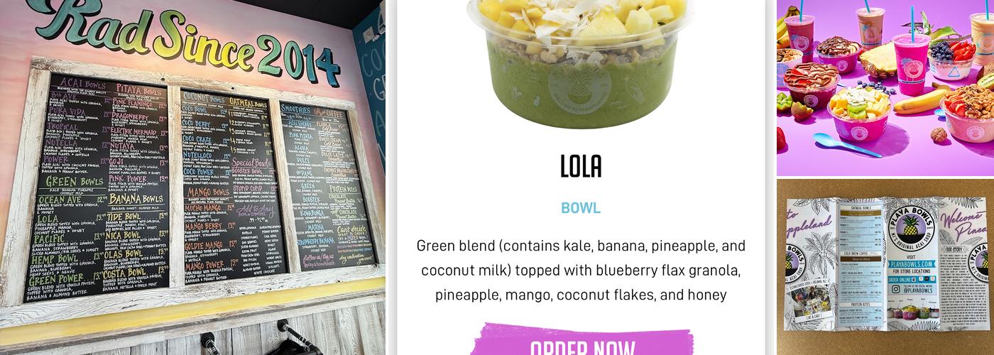 Playa Bowls Menu