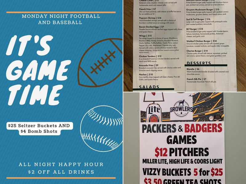 Growlers East Tosa Menu