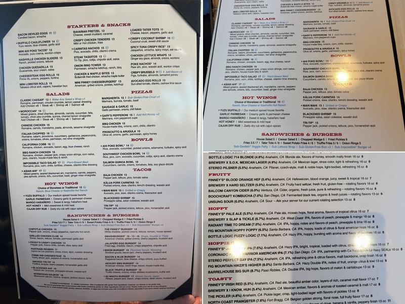 Finney's Crafthouse - Anaheim Menu