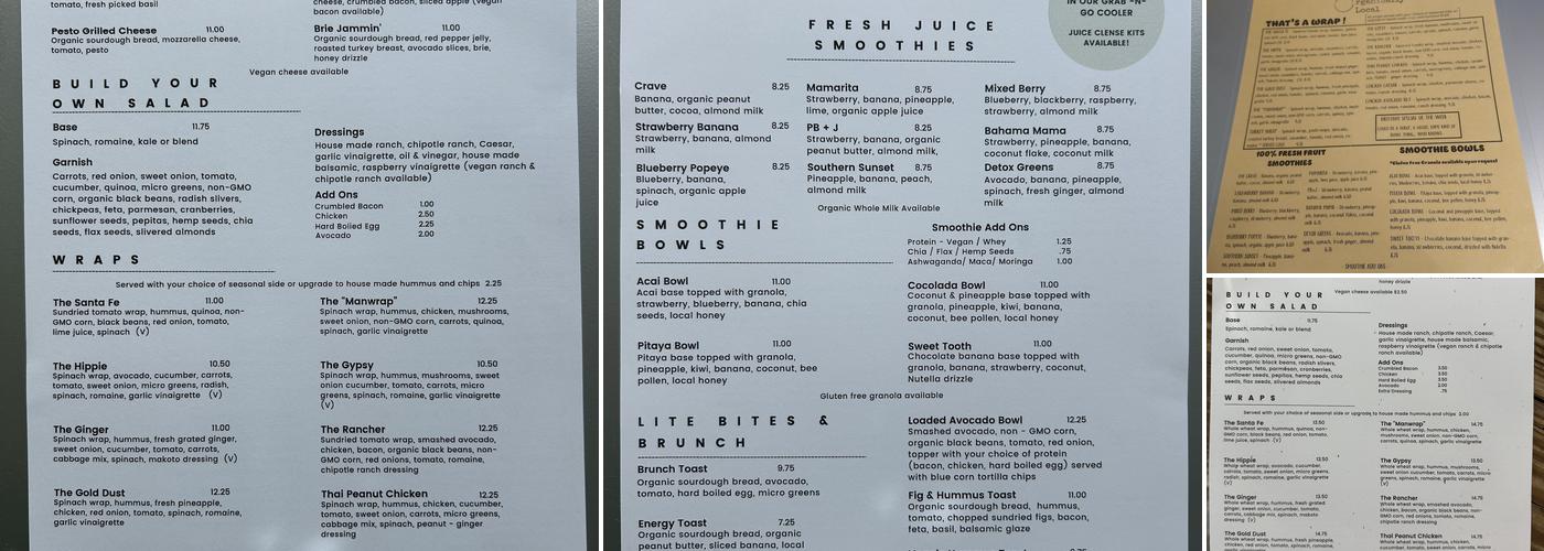 Organically Local Menu