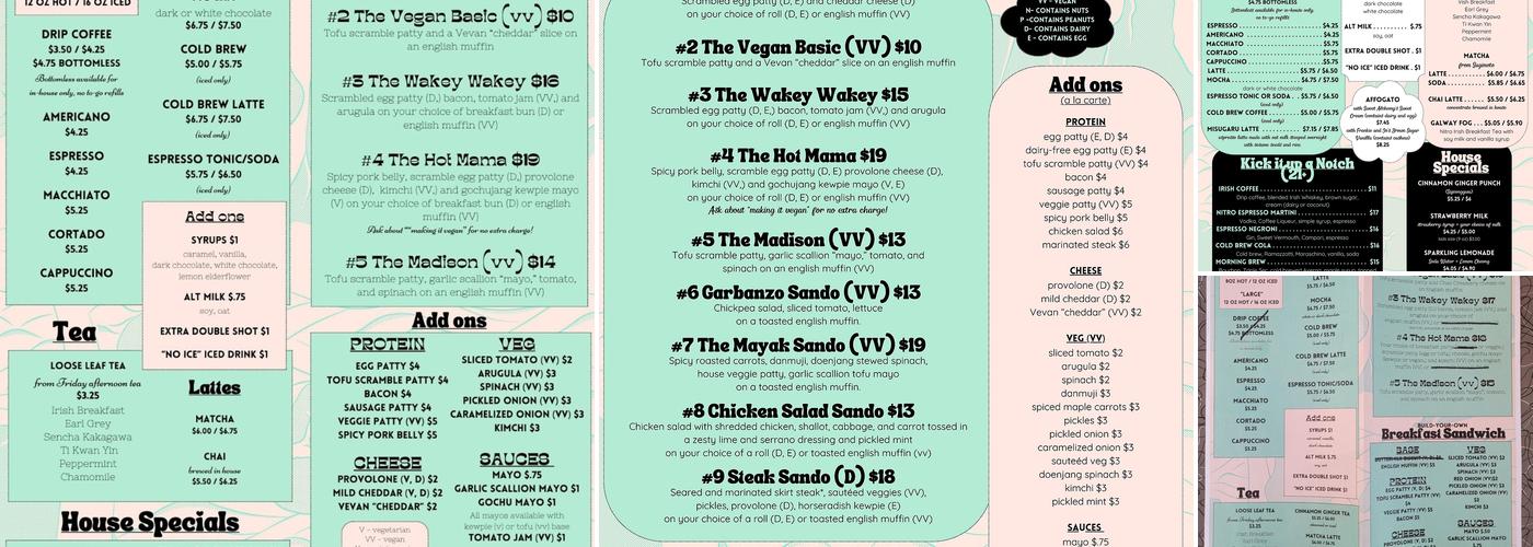 Yeobo Cafe and Bar Menu