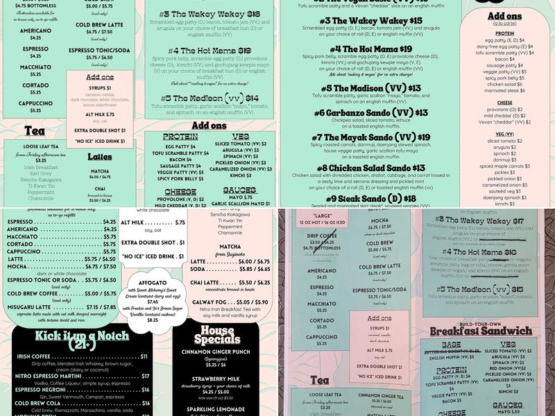 Yeobo Cafe and Bar Menu