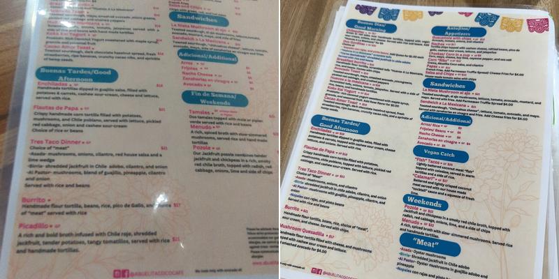 Abuelita Coco Menu
