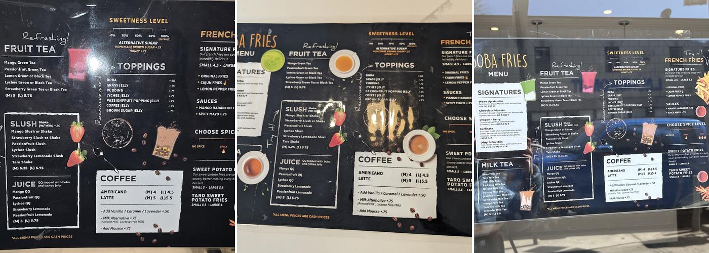 Boba Fries Menu